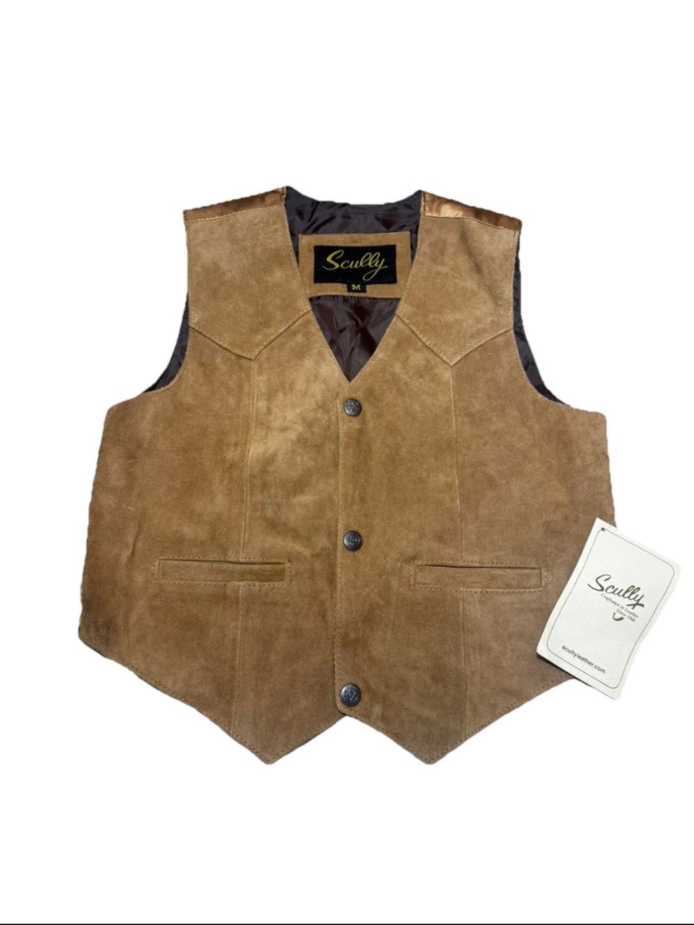 Scully Boy's Bourbon Boar Tan Suede Vest Size Medium 2002-409 NWT READ